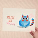 Printable Digital Cat in Glasses Card