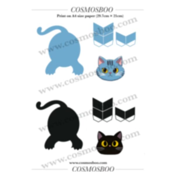 Printable Digital 3D Pop-up Cat Card - Image 5