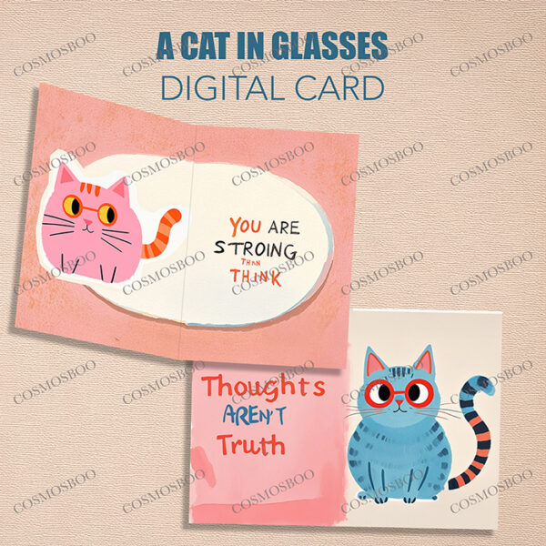 Printable Digital Cat in Glasses Card - Image 3