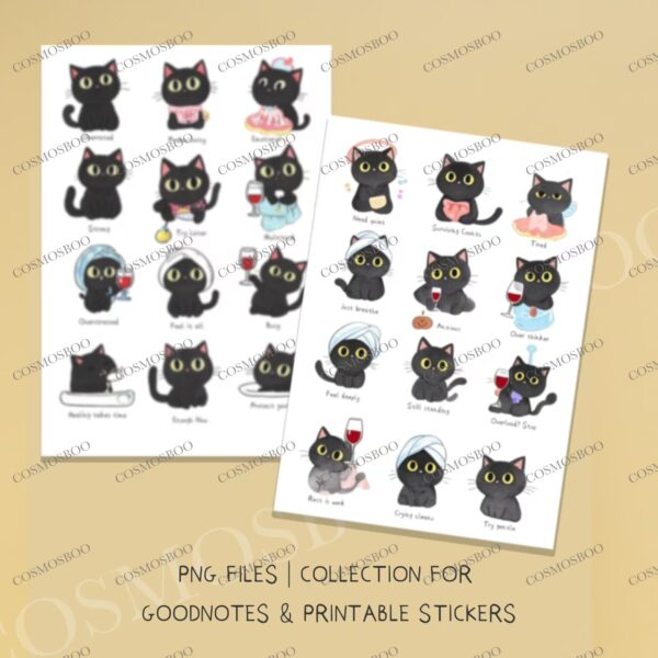 Printable Digital Wine Drinking Cat and Dog With Magic Wand - Image 2