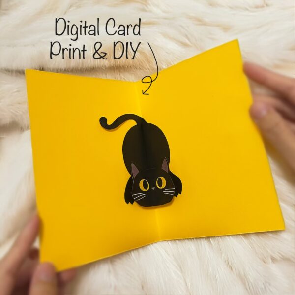 Printable Digital 3D Pop-up Cat Card