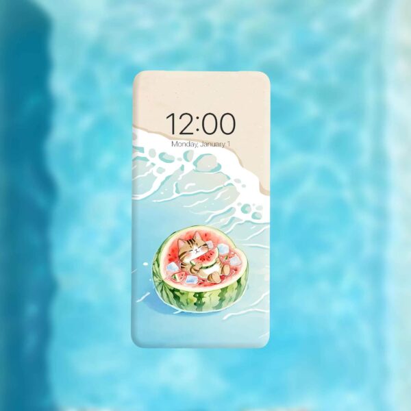 Digital Phone Wallpapers Beachside Fruit Cat/Cute Lock Screen/Avatars/Stickers