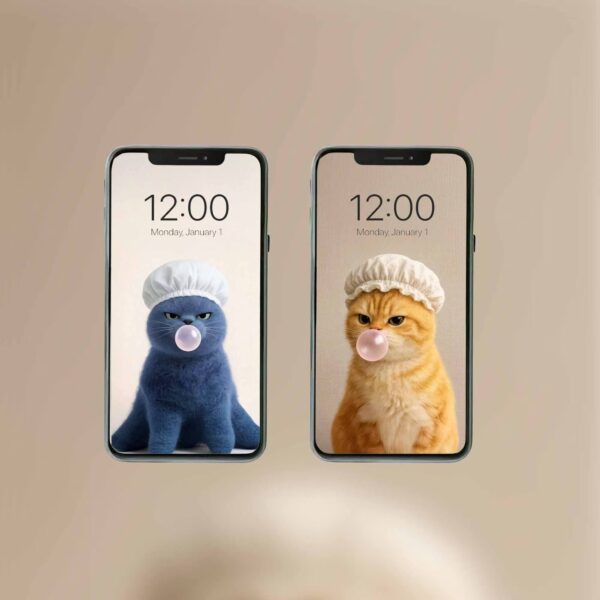 Digital Phone Wallpapers Shower Cat/Cute Lock Screen/Avatars/Stickers - Image 2