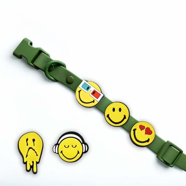 Personalized Dog Collar Leash Full Set with Playful Designs - Emoji Face - Image 4