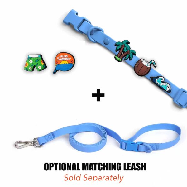 Personalized Dog Collar with Playful Designs Charms - Beach Vacation - Image 5