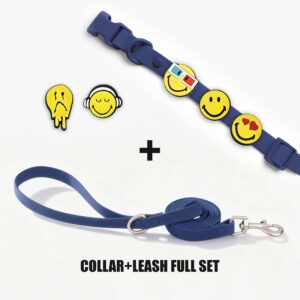 Designer Dog Collar Leash Full Set with Playful Designs - Emoji Face