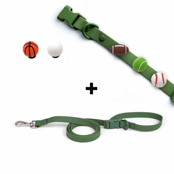 Personalized Dog Collar Leash Full Set with Playful Designs - Super Bowl Sport Fans