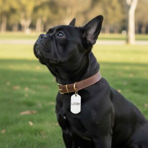 You Mean The World To Me Collar - Luxury Leather Hand Made with Custom Dog Tag Dog Name