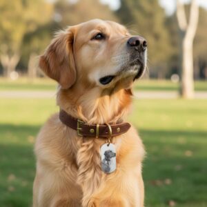 Always by My Side Collar - Luxury Leather Hand Made with Custom Dog Tag Dog Photo