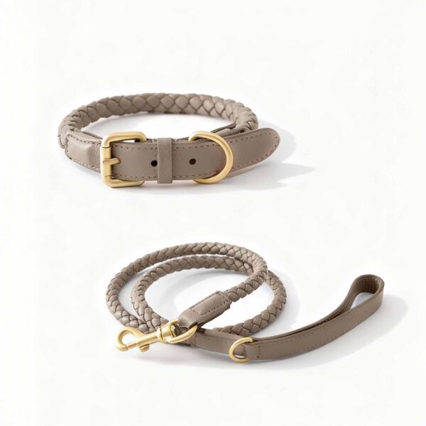 Luxury Leather Collar and Leash Set Fancy Leather Dog Collar - Image 6