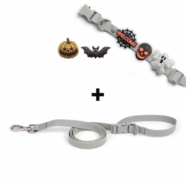 Personalized Dog Collar Leash Full Set with Playful Designs - Halloween Party Q - Image 2