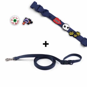 Personalized Dog Collar Leash Full Set with Playful Designs - Halloween Party Q