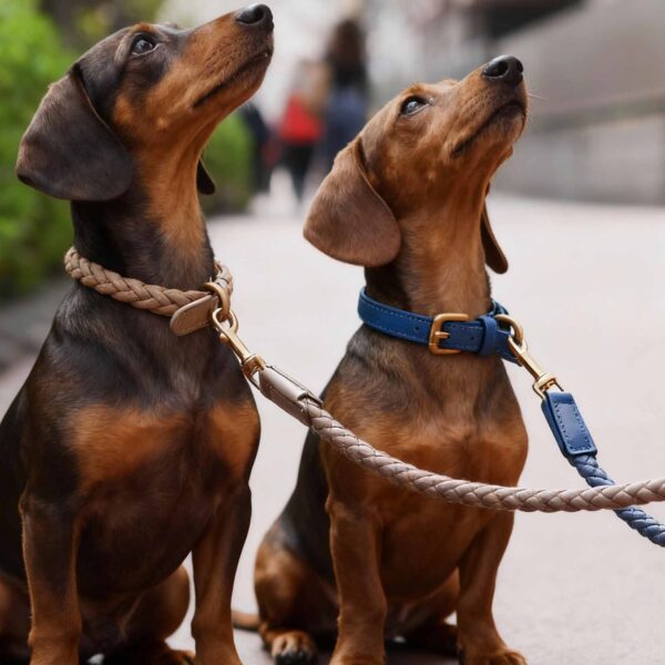 Luxury Leather Collar and Leash Set Fancy Leather Dog Collar