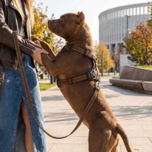 Leather Harness with reflective highlight at night